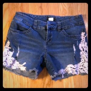 Venus crochet jean shorts